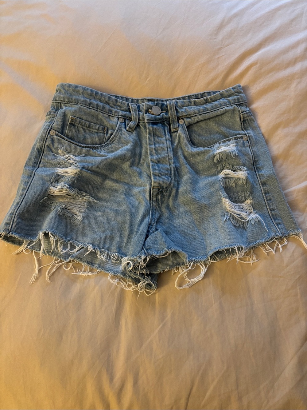Blank NYC Light Blue Distressed Cutoff Denim Shorts